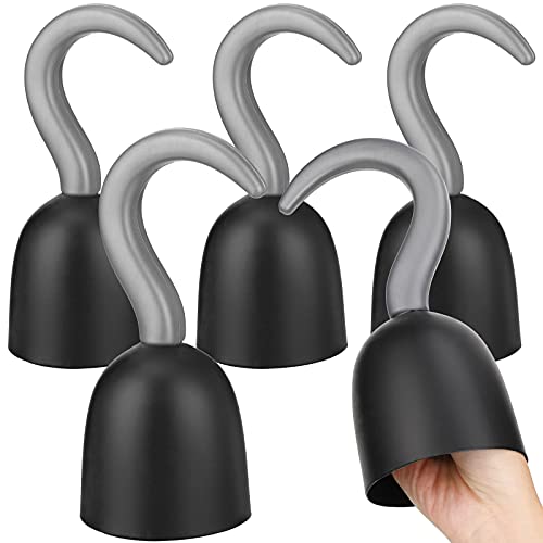 4 Pieces Large Pirate Hooks Captain Hand Plastic Hook Captain Hook Costume Accessories for Halloween Christmas Party Supplies (Black Style)