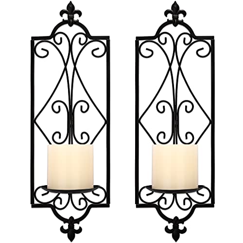 Simeitol Black Candle Sconce Wall Decor Set of 2 Farmhouse & Rustic, Wall Mounted Sconce Candle Holder,Candle Sconces for Wall, Dining Room Decor, Home Decor Clearance for Living Room, Bathroom…