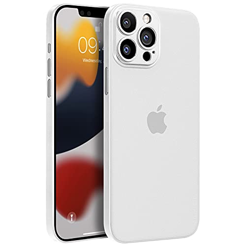 memumi Super Slim Case for iPhone 13 Pro Matte Finish Coating Back Cover for iPhone 13 Pro 2021 Ultra Thin Case [Upgrade Version] 0.3 mm with Minimalist Design No Scratches (Matte Translucent White)