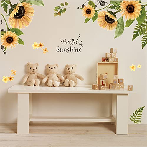 Sunflower Butterfly Wall Stickers Hello Sunshine Decals Garden Flower Wall Stickers Bedroom Living Room TV Wall Art Decor Home Decoration | The Storepaperoomates Retail Market - Fast Affordable Shopping