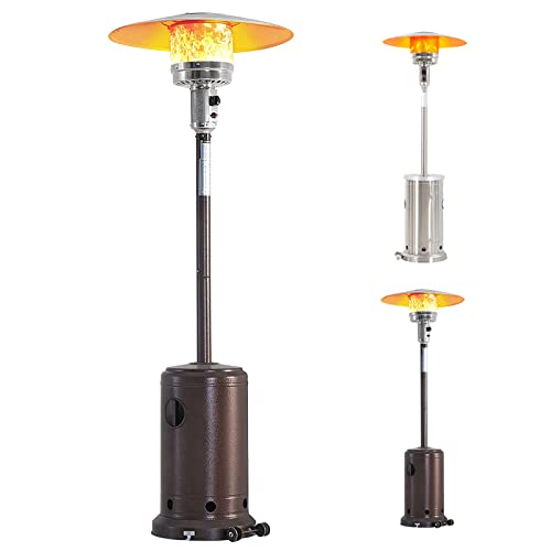 LAUSAINT HOME Patio Heater for Outdoor Use, 48000 BTU Rapid Heating Energy-Saving Heater for Patio Propane with Wheels, Propane Gas Heaters with Auto Shut-off Tilt Valve Device, Brown