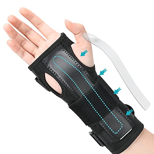 PKSTONE Wrist Splint for Carpal-Tunnel Syndrome, Adjustable Compression Wrist Brace for Right and Left Hand, Pain Relief for Arthritis, Tendonitis, Sprains