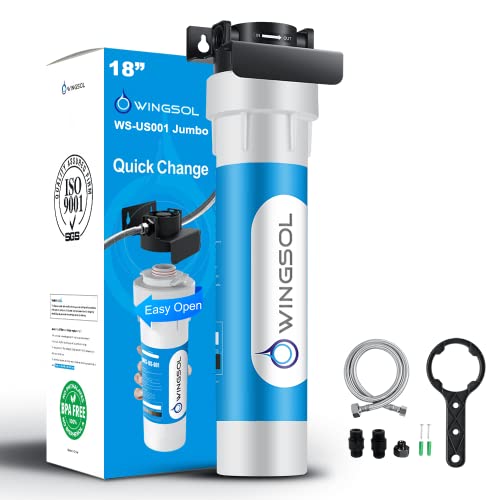 Wingsol Jumbo Under Sink Water Filter, NSF/ANSI 53&42, Reduce 99.99% Lead, Chlorine, Sediment, Mineralize & Alkalize Water, 10K Gallon Long-Lasting, Quick Change, Municipal&Well Water, Life Indicator