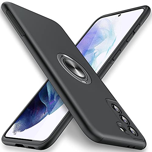 JAME for Samsung Galaxy S21 Plus Case [NOT for S21 or S21 Ultra], Slim Soft Bumper Protective Case for Samsung S21 + Case, with Invisible Ring Holder Kickstand for Galaxy S21 Plus Case, Black