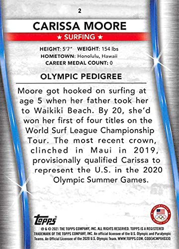 2021 Topps US Olympics and Paralympics Team Hopefuls #2 Carissa Moore Surfing Official Sports Trading Card in Raw (NM or Better) Condition | The Storepaperoomates Retail Market - Fast Affordable Shopping