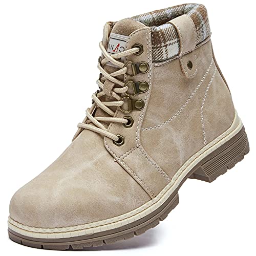ANJOUFEMME Work Hiking Boots For Women Waterproof – Womens Outdoor Ankle Boots Lightweigh, Snow Winter Boots For Trekking Camping Cycling FNW18-L-BEIGE-G-8.5