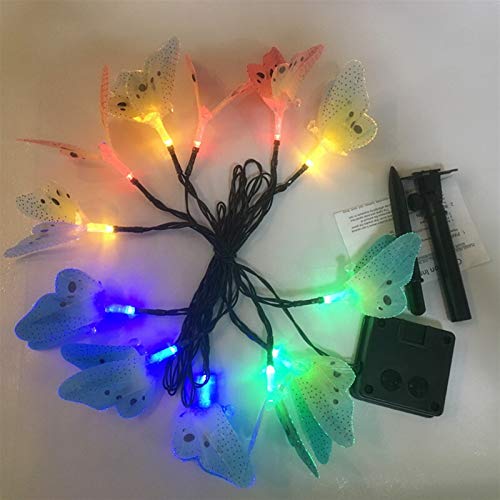 Solar String Lights Solar String Lights 20 Butterfly Outdoor Flower Decorative Light for Home Patio Garden Tree Solar Powered Lamps Fiber Optic Lamp (Emitting Color : Multi Color)