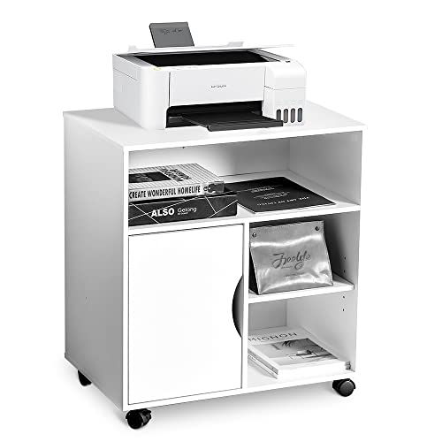 WOODWORTH File Cabinet Printer Stand Mobile Lateral Cabinet with Wheels with 3 Open Shelves,Functional Storage Cabinet for Home Office