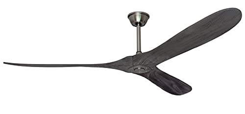 Goozegg 70-inch Ceiling Fan without Light Remote Control, 3 Aged Pewter Wood Blades, Energy Efficient DC Motor, Indoor Outdoor, Brushed Nickel