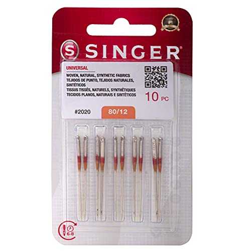 SINGER 10-Pack Universal 2020 Sewing Machine Needles, Size 80/12
