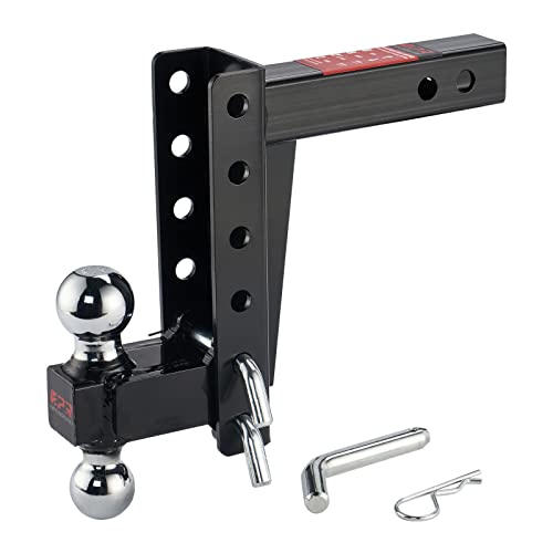 OPENROAD Adjustable Trailer Hitch Ball Mount Fits 2-Inch Receiver, 2’’ & 2-5/16’’ Dual Balls 12000lbs/7500LBS, 8″ Drop/ 8″ Rise Drop Hitch, Tow Hitch for Heavy Duty Truck with Stainless Steel Pins