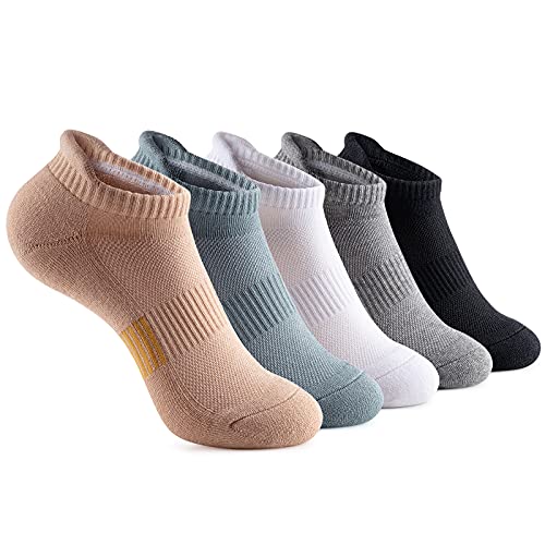 Gonii Ankle Socks Womens Running Athletic No Show Socks Cushioned 5-Pairs (5 pairs Quotidian colors, Shoe Size: 10-12)