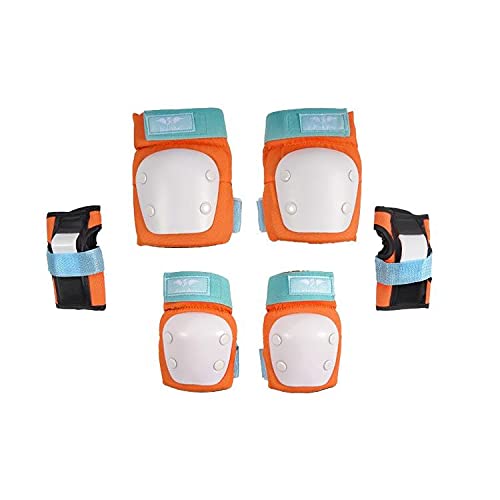 Angels Skates Knee Pads Elbow Pads Wrist Guards – 6-Piece Safety Gear Pack – Protective Gears for Roller Skates – Kids Youth Adult Women – Orange (Medium)