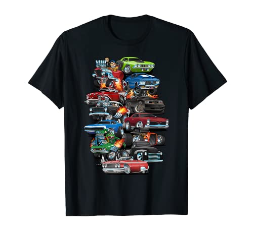 Car Madness! Muscle Cars, Classic Cars and Hot Rods Cartoon T-Shirt