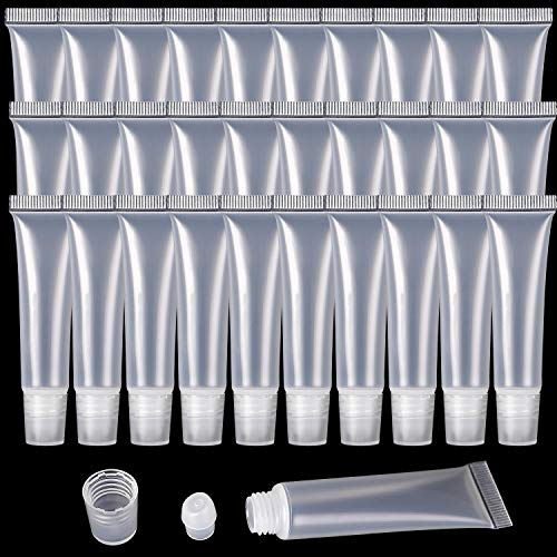 seebest012, Lip Gloss Balm Tubes Refillable Empty Tubes Clear Cosmetic Containers Soft Tube (10ML, 90)