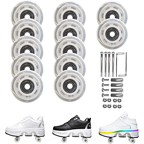 YUNWANG 12 Piece 36 11mm Durable Wear-Resistant PU Wheels Replacements Roller Skate Wheels Outdoor Quad Skate Replace Wheels for Deformation Roller Skates Accessories