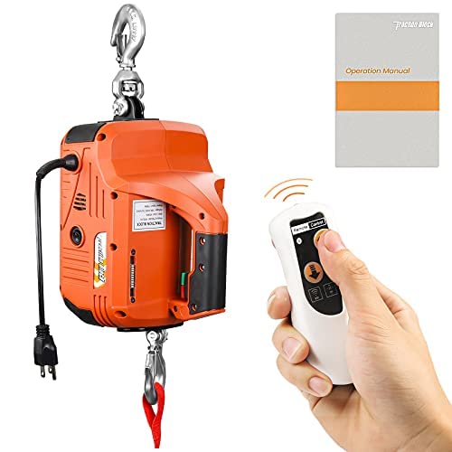 Anbull Portable Electric Winch/Hoist AC 100-240V Corded Electric Winch 15 Foot Aviation Grade Galvanized Steel Wire Aope 1000 Ib Pulling Capacity (Wireless Remote Control)