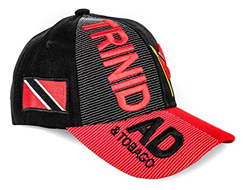 High End Hats Men’s Baseball Cap – Embroidered Baseball Hat for Men Adjustable, Trinidad & Tobago, Black Red, One Size