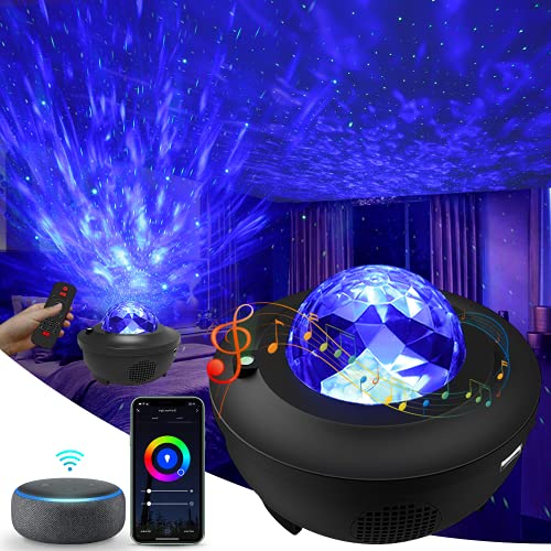 Galaxy Projector, 4 in 1 Smart Star Projector Sky Lite with Alexa, Google Assistant for Baby Kids Bedroom/Game Rooms/Home Theatre/Night Light Ambiance with Bluetooth Music Speaker2
