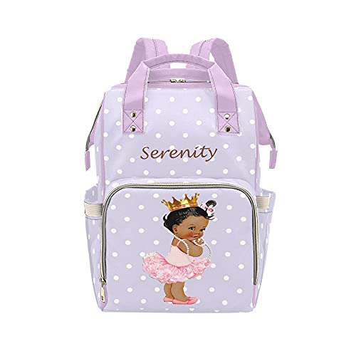 Cute Golden Hat Girl Purple Diaper Bags with Name Waterproof Mummy Backpack Nappy Nursing Baby Bags Gifts Tote Bag for Women
