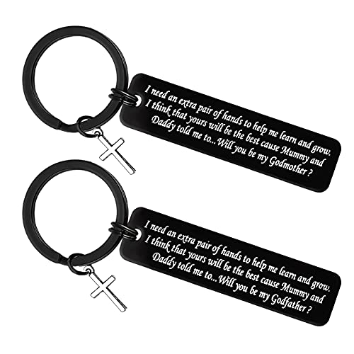 Godparent Gifts from Godchild Will You Be My Godmother/Godfather Keychain Set Godparents Announcement Gift Christening Gift First Communion Gift for Godmother Godfather Baptism Gift Godparents Jewelry