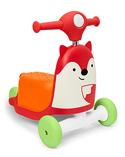 Skip Hop 3-in-1 Baby Activity Push Walker to Toddler Scooter, Zoo Fox