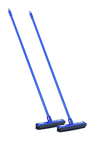 Superio 2 Pack Heavy-Duty Rubber Push Broom with Built-In Squeegee, 50 in. long.