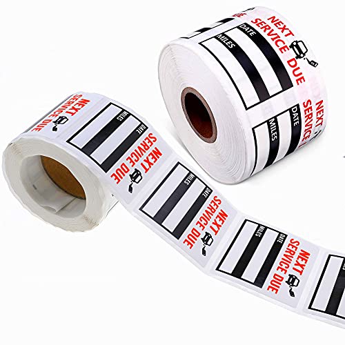 Oil Change Stickers 300 Pcs 2×2″ Service Black Stickers, Next Service Due Reminder Sticker Roll, Removable Vinyl Stickers in Roll- Peel & Write and Stick with No Residue Car Sticker (Black 300PCS)