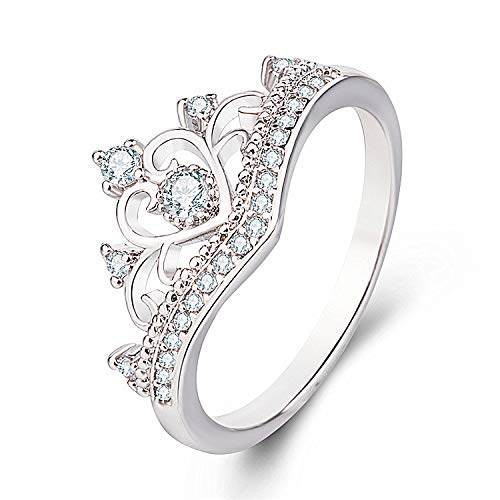 Women Titanium Engagement Ring Cubic Zirconia Eternity Wedding Band, Gift for Women Girls