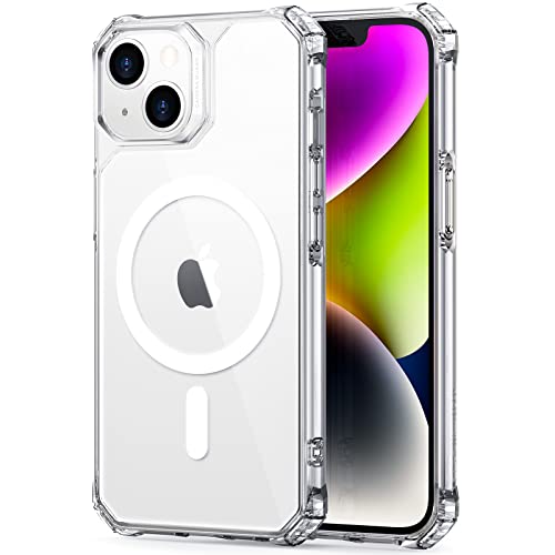 ESR Air Armor Magnetic Case with HaloLock Compatible with iPhone 14/13 Case, Compatible with MagSafe, Military-Grade Protection, Shock-Absorbing Air-Guard Corners, Hard Acrylic Back, Clear