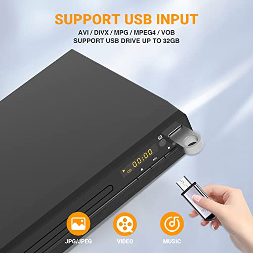 HD DVD Player for TV HDMI with 1080p Upscaling, USB Input, HDMI /RCA Output Cable Included, All Region, Breakpoint Memory, Built-in PAL/NTSC, CD Players for Home | The Storepaperoomates Retail Market - Fast Affordable Shopping