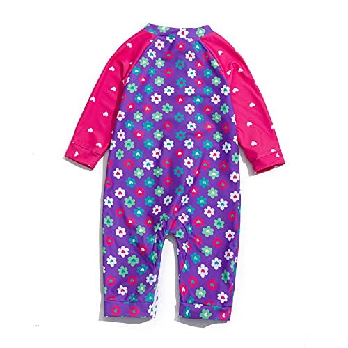 Baby Kid Girl One Piece Swimsuit Full Zip UPF 50+ Sun Protection Swimsuit Purple