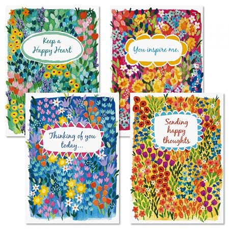 Floral Garden Thinking of You Cards by Eliza Todd – Sets of 8 (4 designs), 5″ x 7″ cards, and come with white envelopes.
