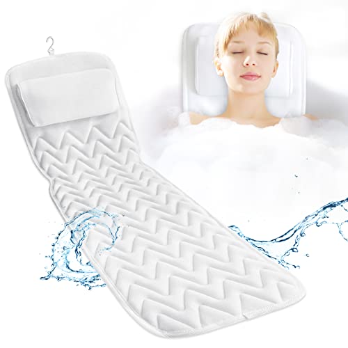 INMORVEN Bath Pillows for Tub,Full Body Non-Slip Bathtub Pillow, Quick Drying Bathtub Mat, 5D Upgraded Air Mesh SPA Cushion,Full Body Rest Pillow for Relaxation and Comfy,Machine Washable,Fit Any Tub.