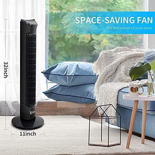 Simple Deluxe 32 Inch Electric Oscillating Tower Fan with Remote Control for Indoor, Bedroom and Home Office, Black | The Storepaperoomates Retail Market - Fast Affordable Shopping