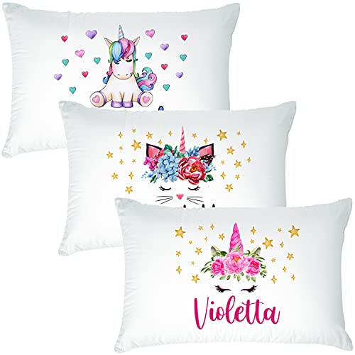 Personalized Toddler/Baby Bed Pillowcase w/Name 20″x26″ – Customized Unicorn/Cat Pillow Case/Cover for Boy Girl Kids – Custom Travel/Bedding/Crib/Nursery/Infant Organic Cotton Pillowcases Sleeping C1