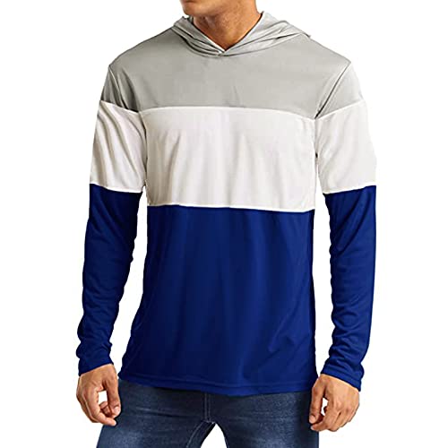 Burband Mens Casual Workout Hoodie T Shirt Long Sleeve Stretch Athletic Fishing Shirts Z-White