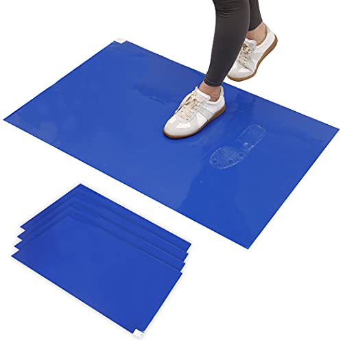 CALPALMY 150 Sheets 24″ x 36″ Adhesive Mats – Sticky Mat for Laboratories, Homes, Construction Sites, and More – Remove Dust and Dirt from Shoes and Equipment Wheels -Blue