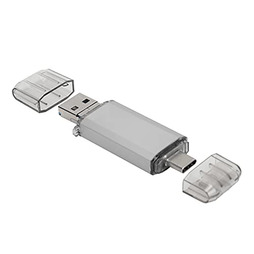 USB Drive, Usb3.0 Three-in-One Silver Aluminum Alloy High-Speed U Disc,8GB/16GB/32GB/64GB/128GB/256GB Computer Phone External Memory Stick,for Laptop/Phone(128GB)