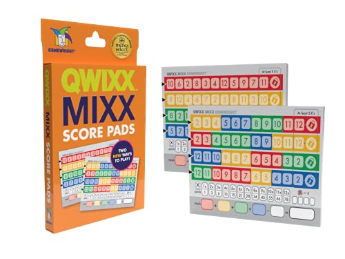 Gamewright Qwixx Mixx – Genuine Enhanced Game Play Add-On Replacement Scorecards for Qwixx – A Fast Family Dice Game