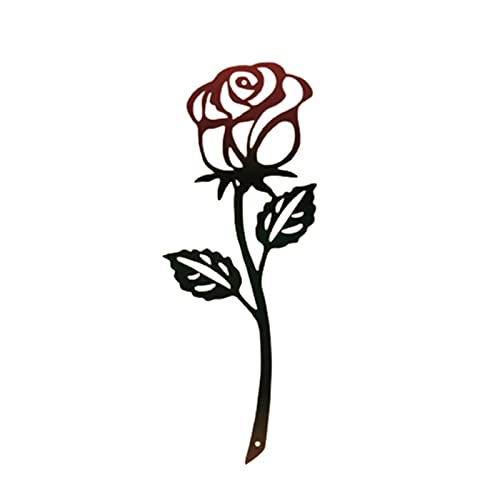 01SHIRTS Metal Rose Wall Decor Garden Flower Wall Art Wall Sculpture Wall Mounted Wrought Iron Flower Decoration for Home Living Room Bedroom