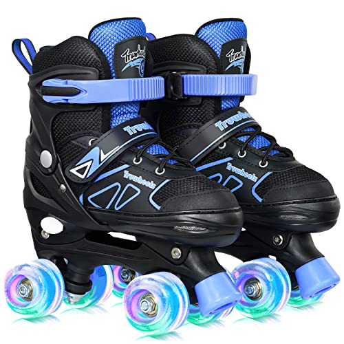 DIKASHI Toddler Roller Skates for Boys Age 1-12, 4 Sizes Adjustable Rollerskates for Little Kids Boy Age 3-5 Beginners Indoor Outdoor with Light Up Wheels
