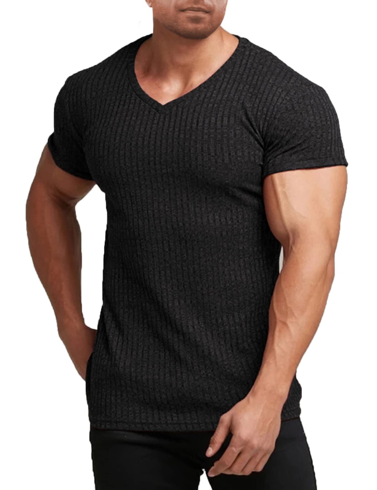 COOFANDY Men’s Muscle T Shirts Stretch Short Sleeve V Neck Bodybuilding Workout Tee Shirts | The Storepaperoomates Retail Market - Fast Affordable Shopping
