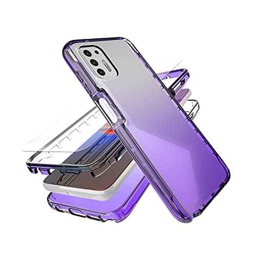 LLAYOO for Motorola Moto G Stylus 2021 4G Case Clear Full Body Protective Phone Case for Clear Moto G Stylus(2021) Case with Screen Protector Slim Clear Moto G Stylus 2021 Case,Purple