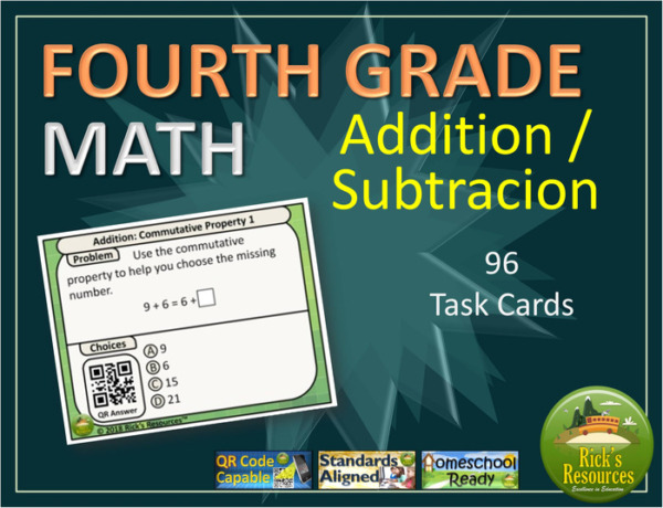 4th Grade Math Addition and Subtraction Task Cards