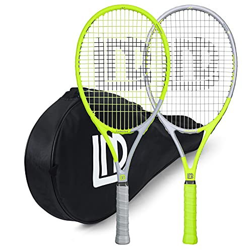 LUNNADE Adult Tennis Rackets 2 Pack, 27 Inch Tennis Racquet with Cover, Pre-Strung & Regrip, Perfect for Men and Women Lovers