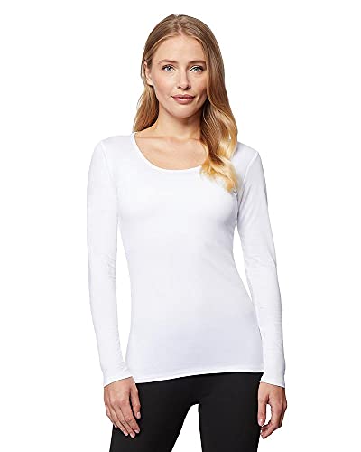 32 DEGREES Heat Womens Ultra Soft Thermal Lightweight Baselayer Scoop Neck Long Sleeve Top, White, X-Large