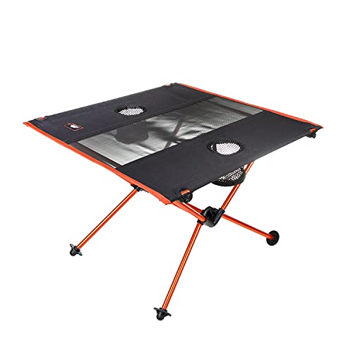 Cascade Mountain Tech Ultralight Camp Table – Lightweight for Backpacking, Camping, Sporting Events, Beach, and Picnics with Carry Bag – Black/Orange