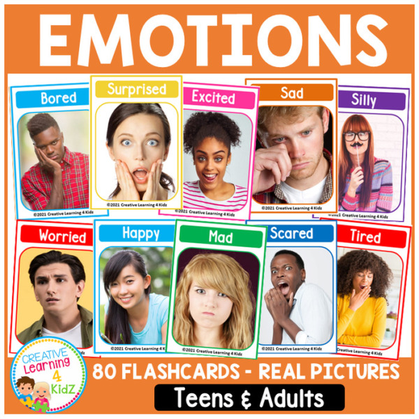 Emotions & Feelings Flashcards for Teens & Adults Autism Special Education