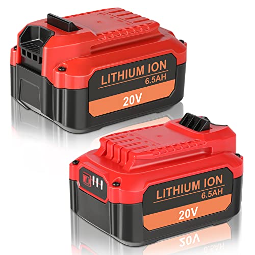KUNLUN 2 Pack 6.5Ah 20V Replacement Battery for V20 Craftsman 20V Battery MAX CMCB204 CMCB202 CMCB201 CMCD700C1 CMCS500B 20 Volt Battery